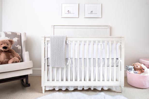 Neutral Nursery With Traditional White Crib