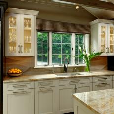 Transitional Kitchen With Beautiful Sink & Stone Countertop