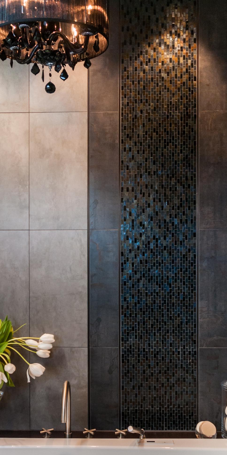 Mosaic Tile Accent Gleams in Contemporary Bathroom HGTV