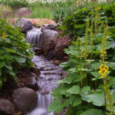 Enchanting Garden Features Running Stream