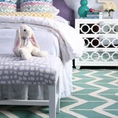 Transitional Purple Kids' Room With Mixed Patterns