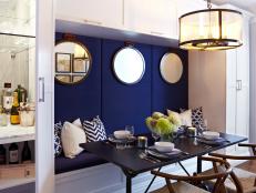 Small Transitional Dining Space Big on Storage and Style