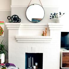 White Brick Living Room Fireplace