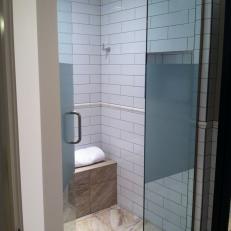 Classic Contemporary Shower With White Subway Tile