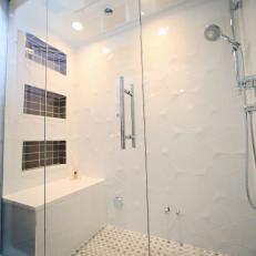 Contemporary White Shower With Sleek Glass Door