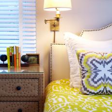 Neutral Transitional Bedroom With Nail-Head-Studded Dreser