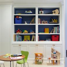 Kid's Craft Room Boasts Built-In White Storage
