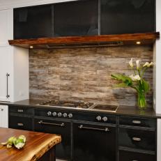 Contemporary Kitchen Cooking Area With Rustic Touches