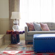Tribal Print Rug Adds Pizzazz to Eclectic Living Room