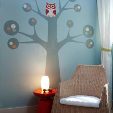 Contemporary Reading Nook Features Tree Wall Decal
