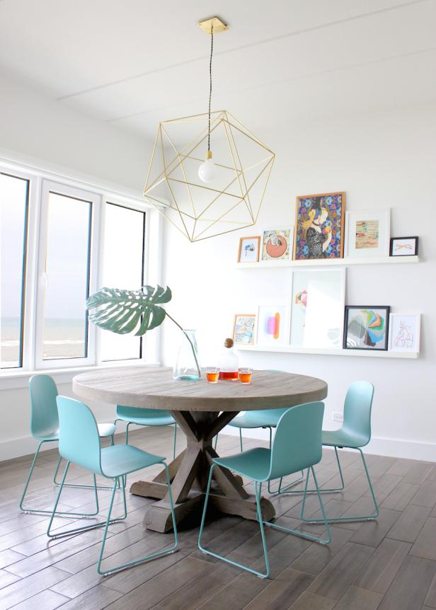 Modern White Dining Room With Aqua, Aqua Dining Room Chairs