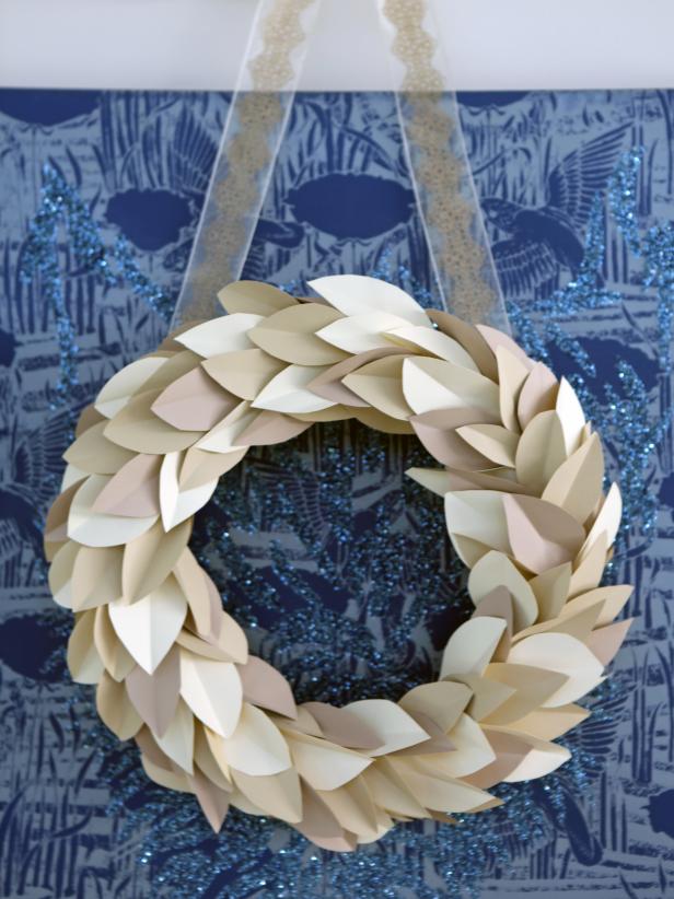 Neutral Contemporary Paper Wreath 