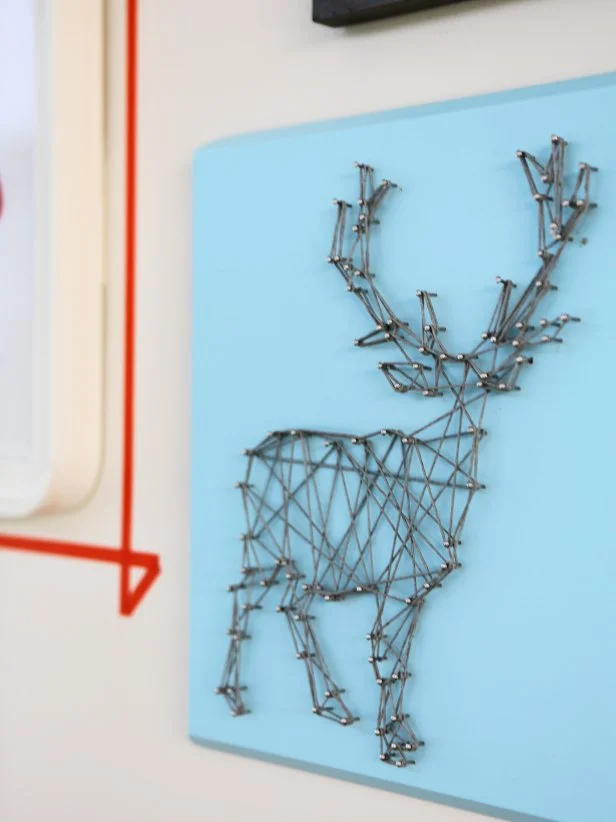 Blue and Gray Reindeer String Art 