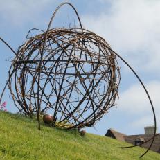 Lawn With Bent Rebar Sculptural Globes