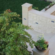 Neutral Limestone Patio Stairs With Lighting