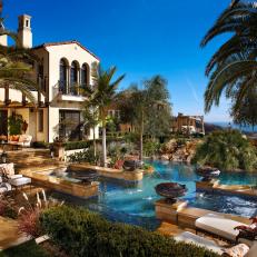 Mediterranean Backyard With Luxury Pool