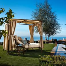 Mediterranean Backyard With Covered Cabana