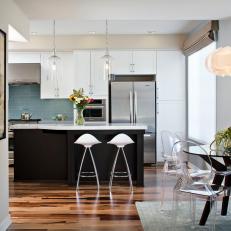 Stylish Contemporary Kitchen With Rich Hardwood Floors