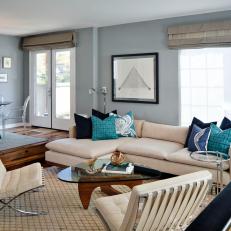 Comfy Lounge in Refined Coastal Living Room
