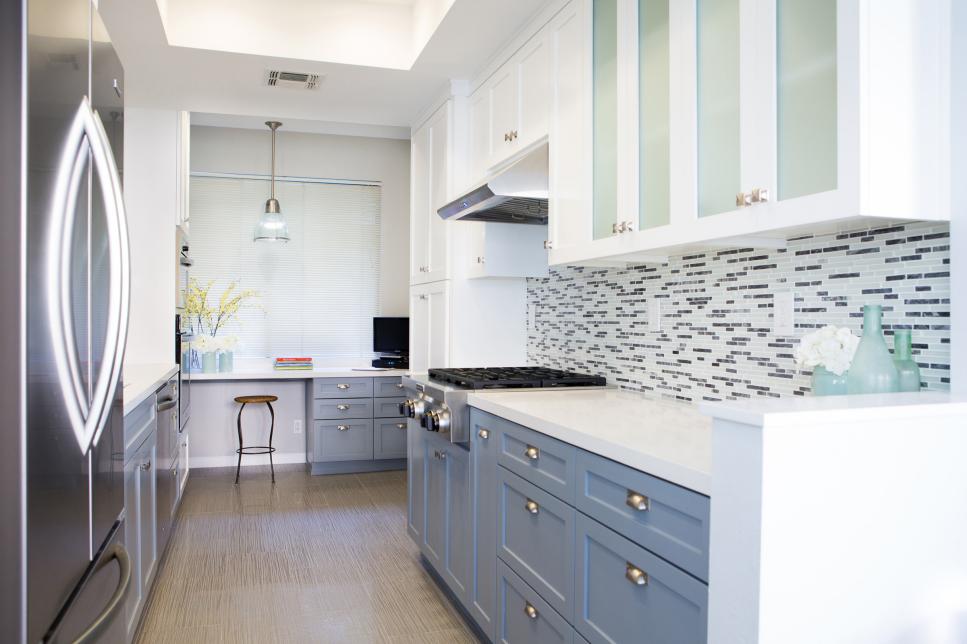 White and Gray Midcentury Modern Kitchen
