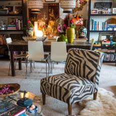 Global Living & Dining Room With Funky Zebra Chair