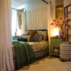 Global Master Bedroom With Belgian Linen Draperies