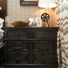 Contemporary Nightstand With Lamp and Knick-Knacks 