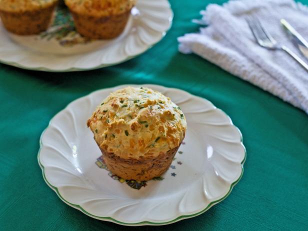 Cheddar chive muffins make a great breakfast option for overnight holiday guests.