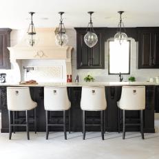 Dark Cabinetry Provides Contrast in Transitional Kitchen