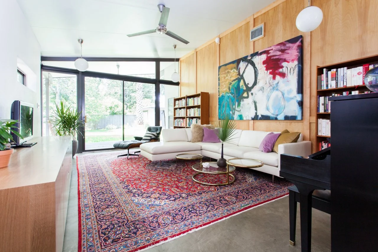 Colorful, Midcentury-Modern Family Room | HGTV, image size:1280x853