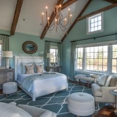 Calming Blue Bedroom With Neutral Accents