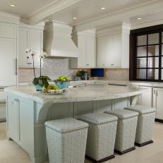 Contemporary Cottage Kitchen With Marble-Topped Island