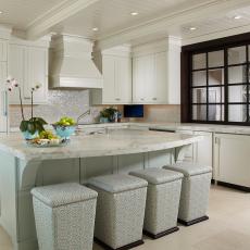 Transitional White Kitchen With Windowed Partition Wall