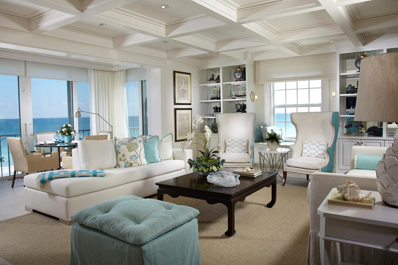 White Coastal Living Room With Ocean View | HGTV