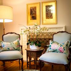 Traditional Sitting Area With Soft Blue Armchairs