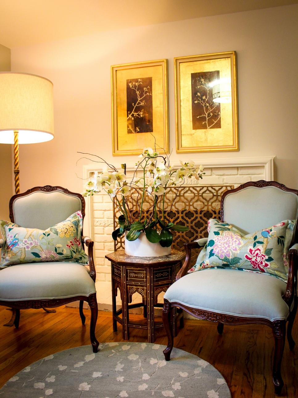 Traditional Sitting Area With Soft Blue Armchairs | HGTV