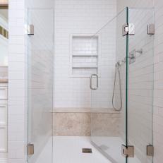 White Tile Master Suite Walk-In Shower
