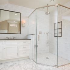 Bathroom Suite with Calacatta Marble Floors 