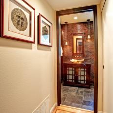Hallway to Asian-Inspired Powder Room
