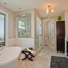 Master Bathroom With Free-Standing Tub and Walk-In Shower