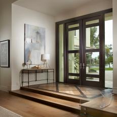 Contemporary Neutral Foyer With Oak Flooring