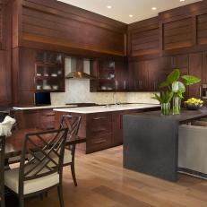 Modern Kitchen Boasts Warm Brown Cabinetry