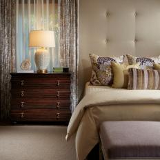 Sophisticated Bedroom With Tall Upholstered Headboard