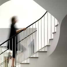 Modern White Curved Staircase