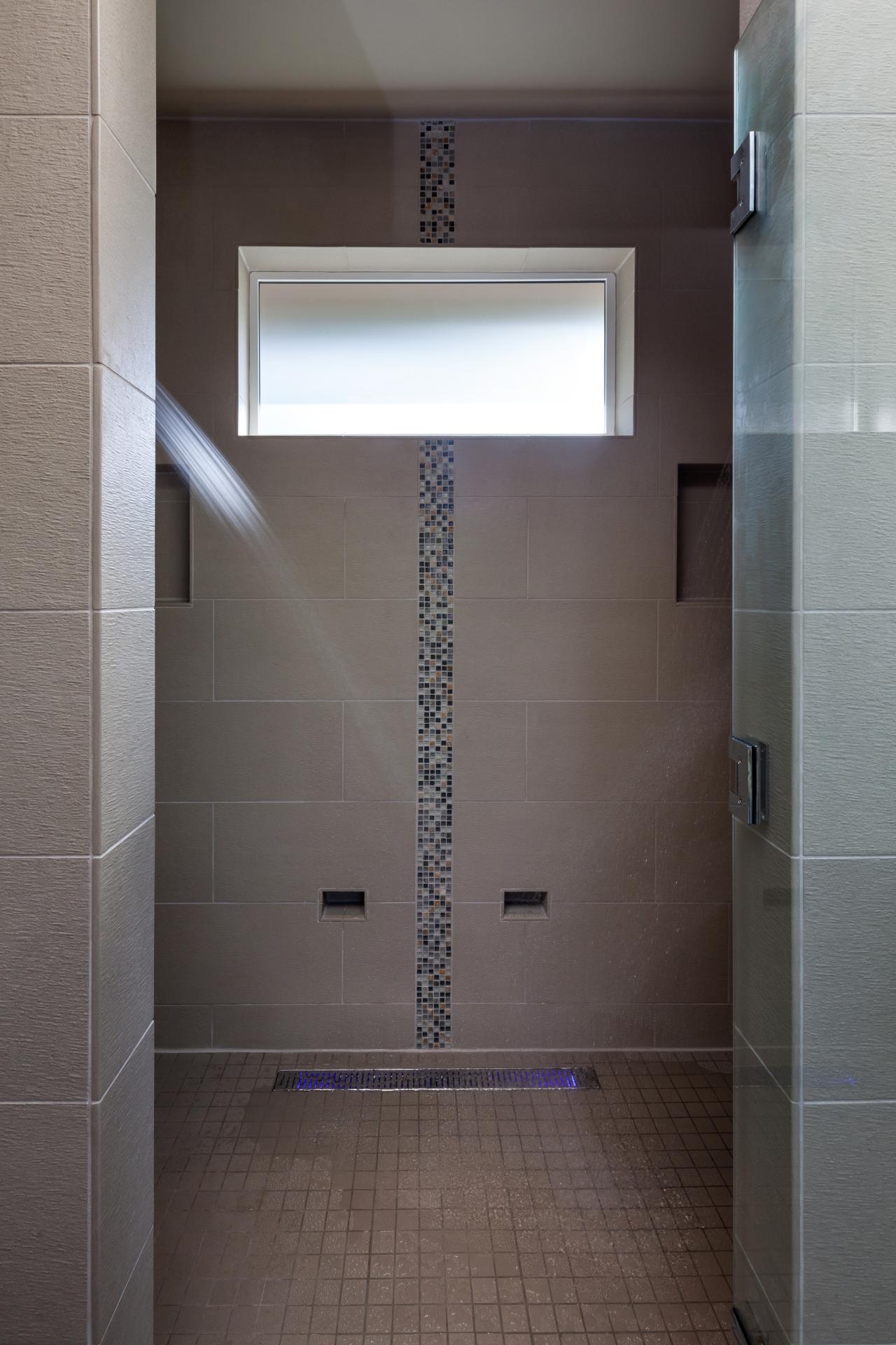 Spa Like Master Bath Shower With Vertical Accent Tile Hgtv Spa Like Master Bath Shower With