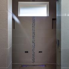 Spa-Like Master Bath Shower With Vertical Accent Tile