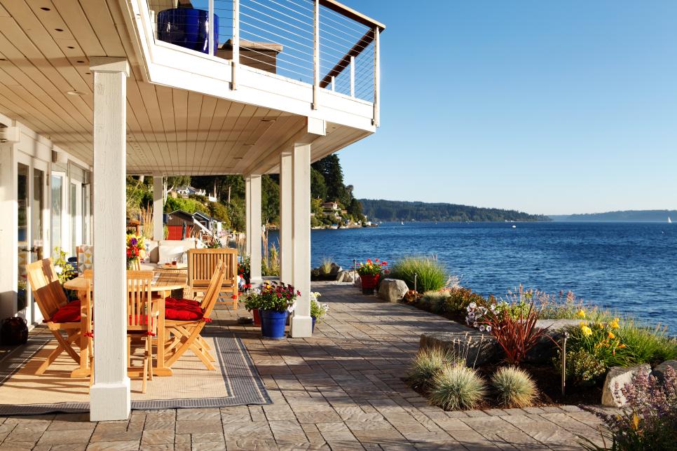 Covered Patio and Balcony Overlooking Puget Sound