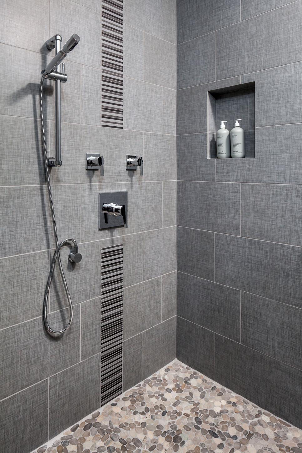Modern Shower in Cool Gray Tones | HGTV
