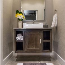 Floating Vanity Opens Up Small Contemporary Bathroom