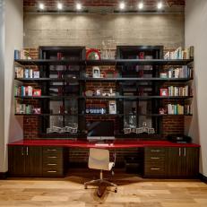 Home Office with Exposed Brick Walls